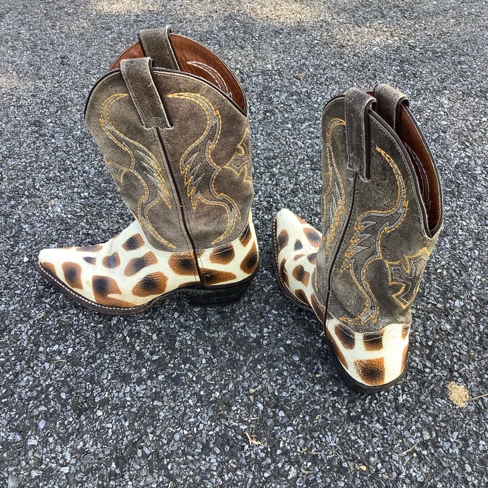 Vintage Nocona RARE Boots Womens 7.5 Leather Animal Print Western Cowboy Cowgirl - Picture 2 of 10